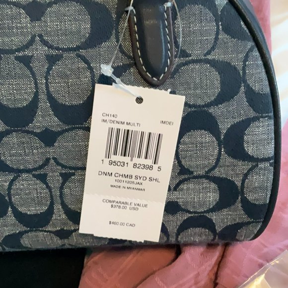 NWT Coach Sydney Satchel Crossbody In Signature Chambray & Smooth Leather - Picture 9 of 16